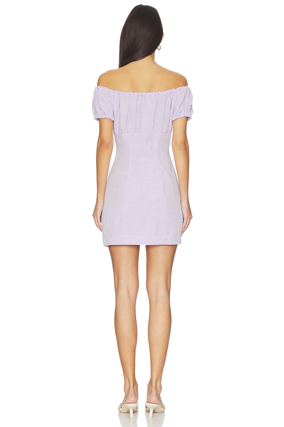 MATTHEW BRUCH Bubble Tie Mini Dress in Lavender Tencel Linen | REVOLVE