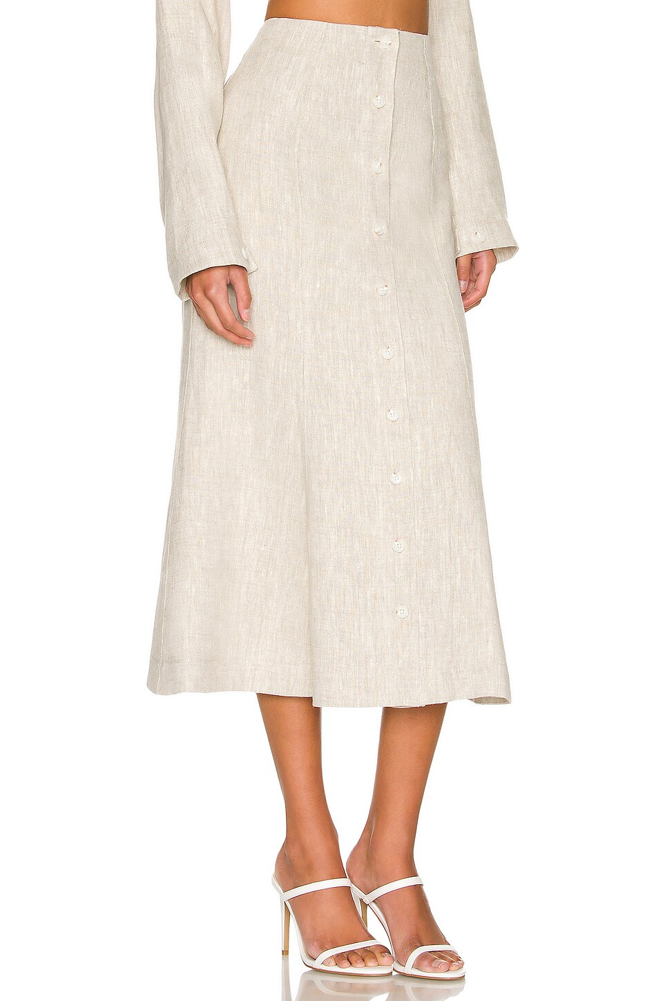 MATTHEW BRUCH Fluted Midi Skirt in Oatmeal
