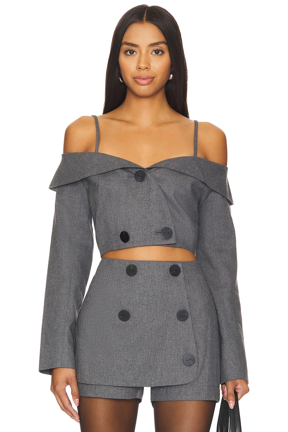 Off Shoulder Double-breasted Top