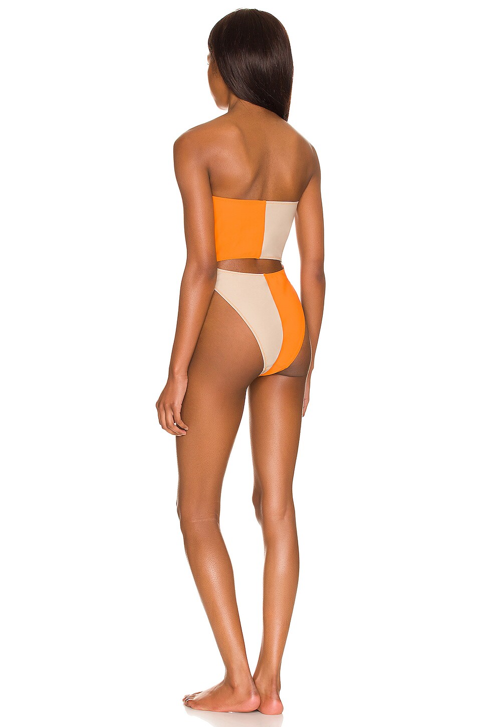 MATTHEW BRUCH Daria Colorblock Cutout One Piece in Orange