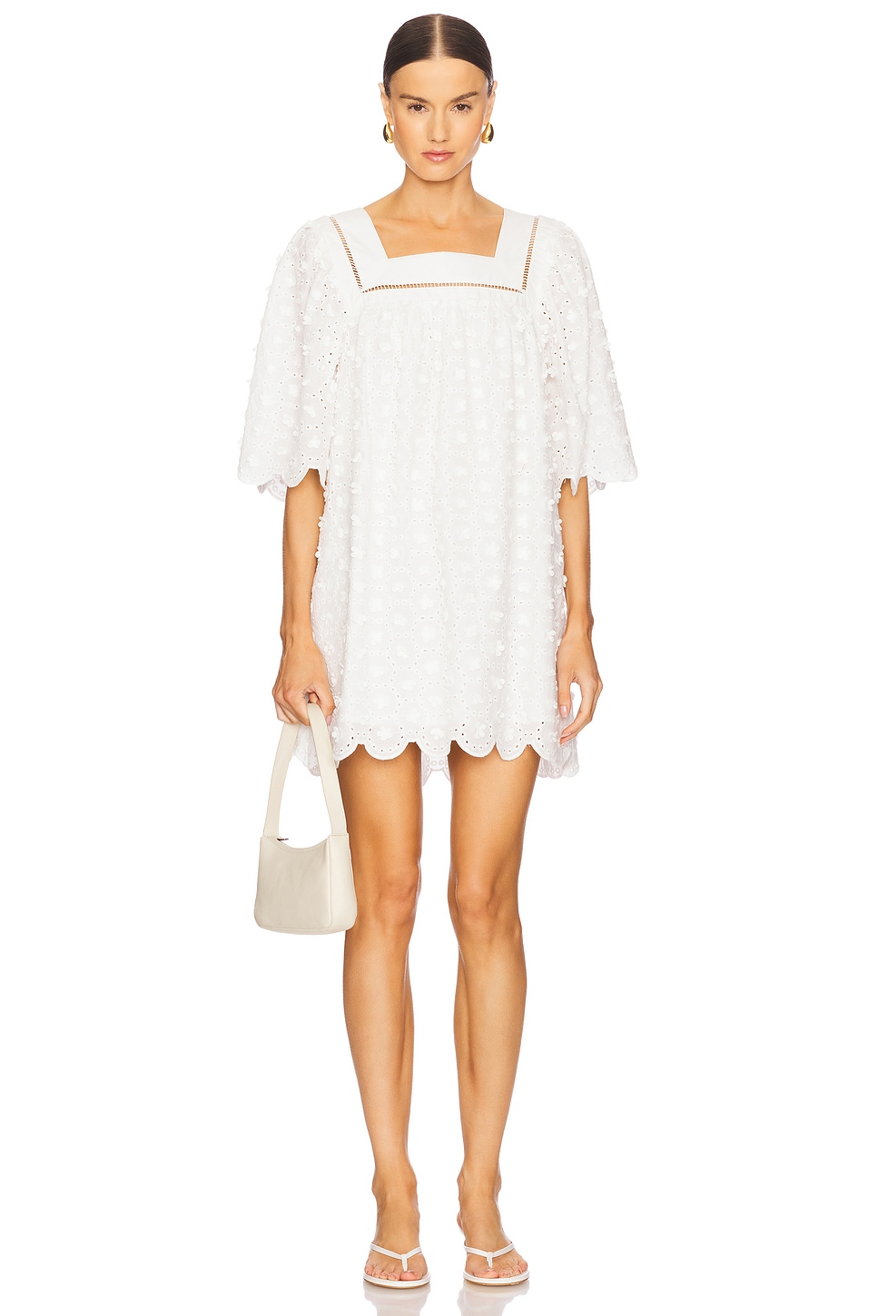 Maude Club Kensie Dress in White Textured Flower | REVOLVE