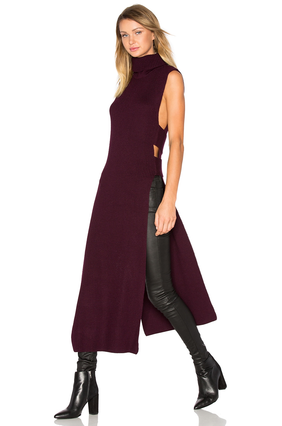 sleeveless turtleneck midi dress