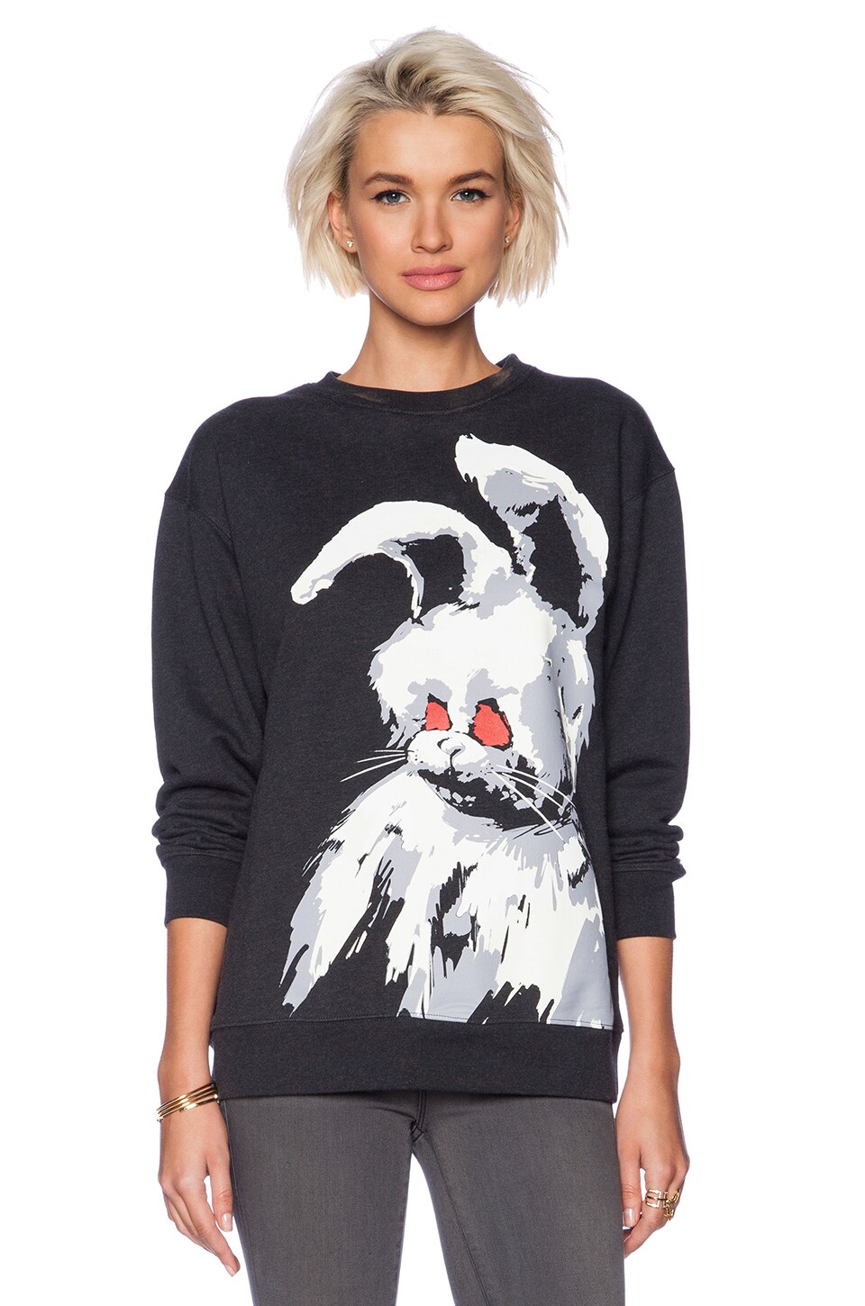 % 100 AUTHENTIC MEN  Angry Bunny Print Sweatshirt Stone Melanj   M C Q  oversize 