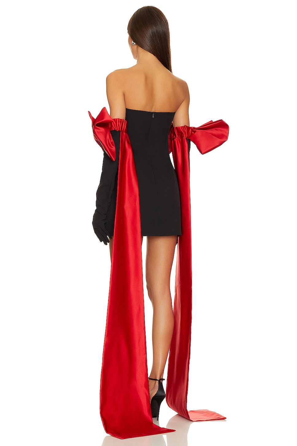 MISCREANTS Crepe Cupid Dress With Gloves & Train Bows