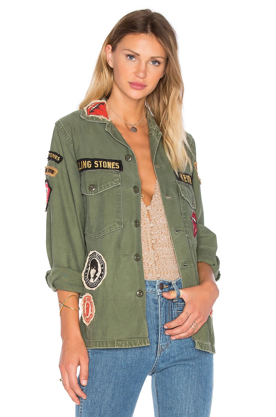 Madeworn Rolling Stones Army Jacket in Military Green | REVOLVE