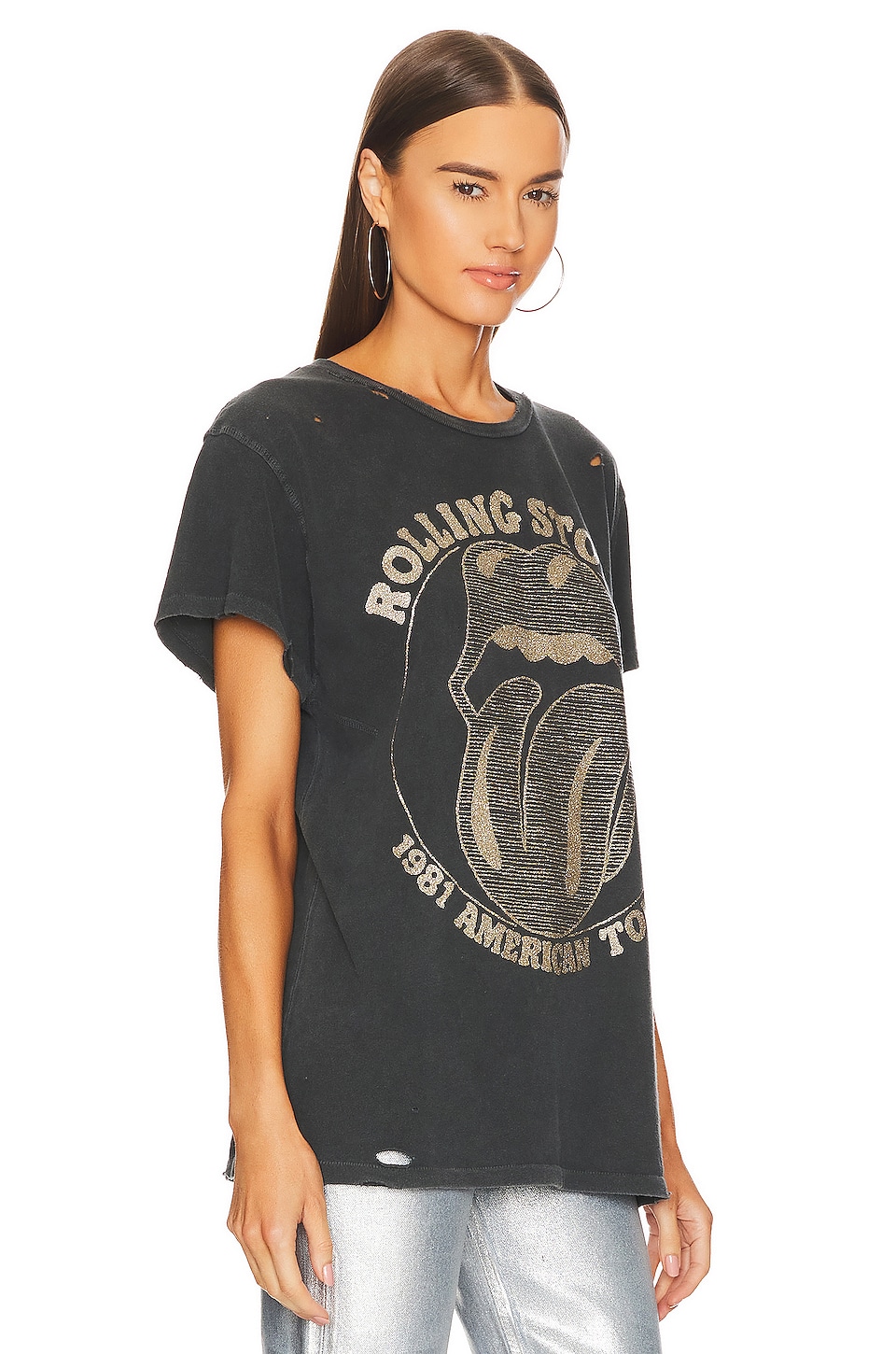Madeworn the Rolling Stones Destroyed Tee in Coal Pigment