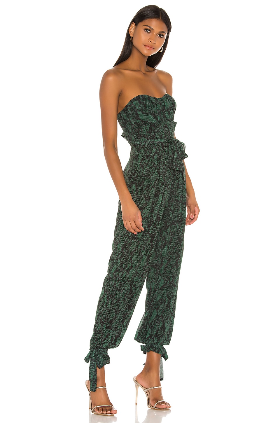 Michael Costello x REVOLVE Gwendolyn Jumpsuit in Green Snake