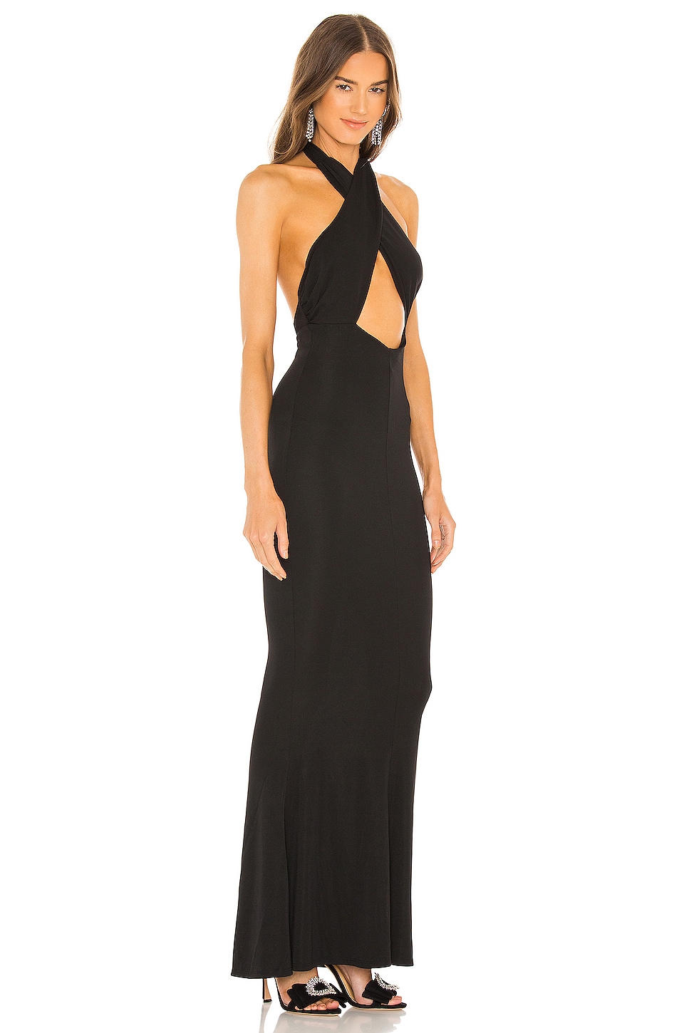 Michael Costello x REVOLVE Cross Front Maxi Dress in Black
