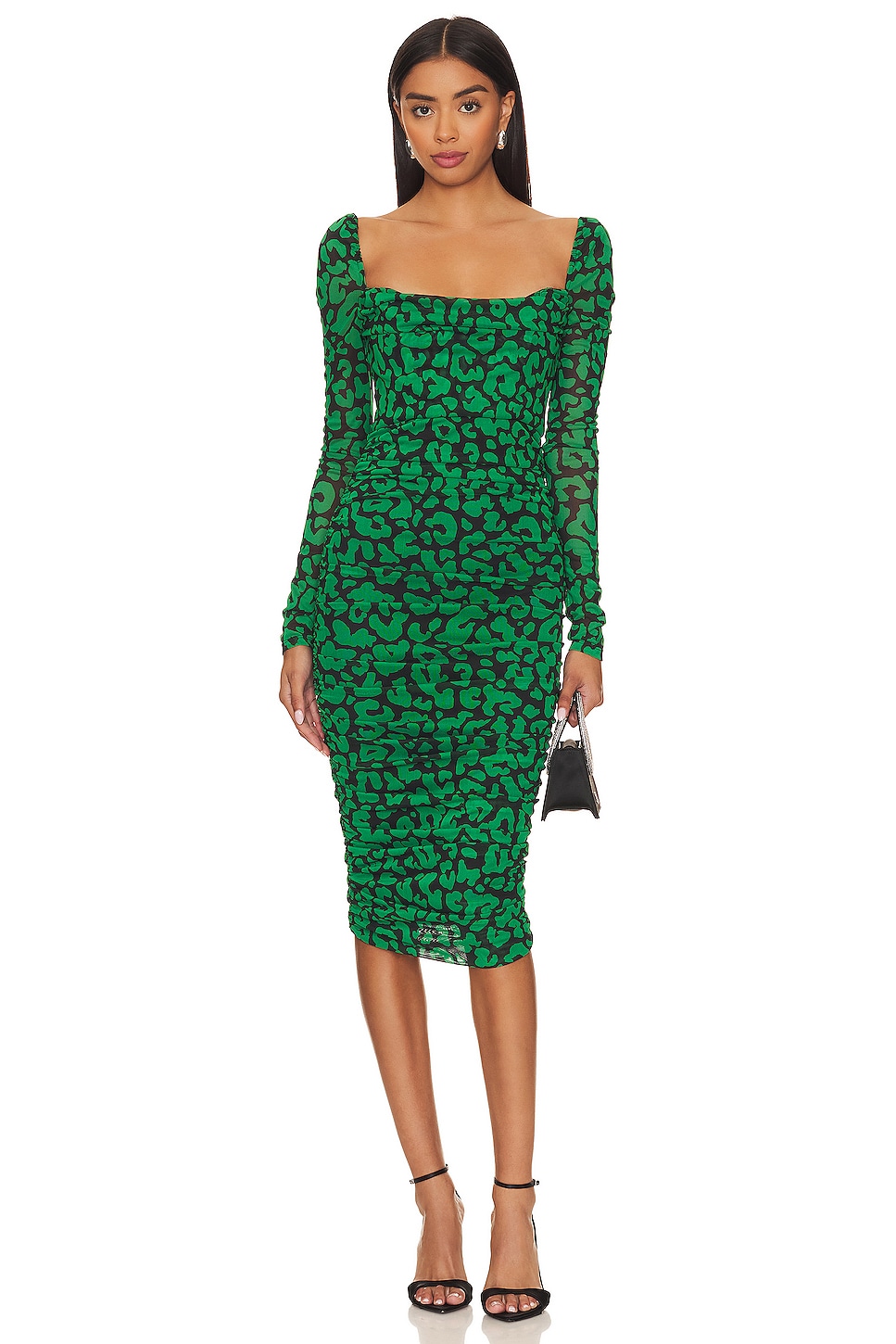 Leopard Print Green Mini Dress + Gold Belt