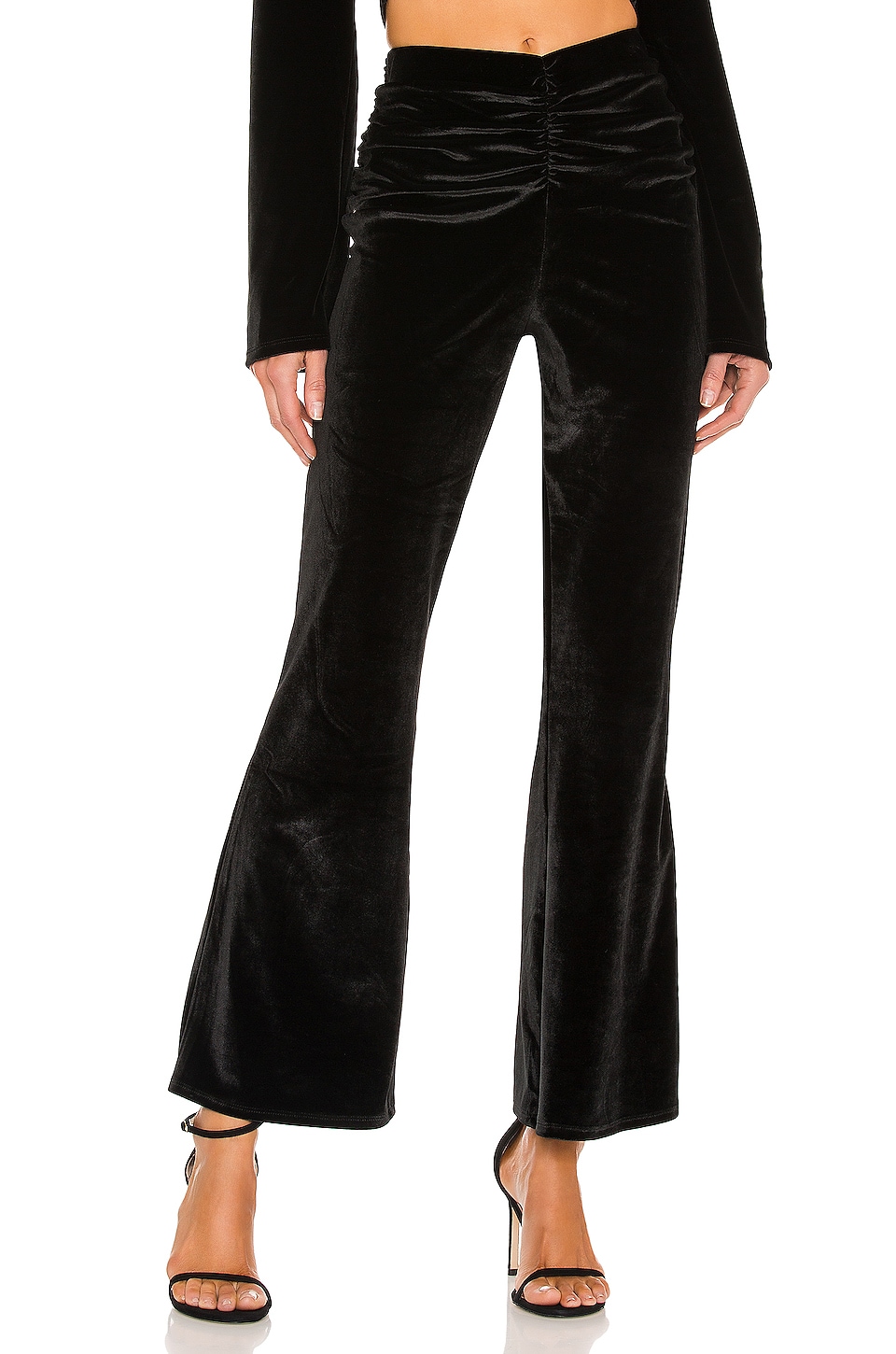 Michael Costello x REVOLVE Ruched Flared Pant in Black | REVOLVE