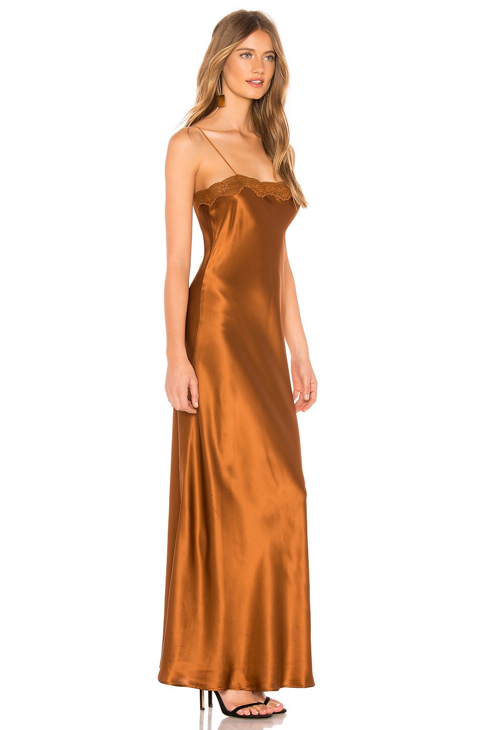 Mes Demoiselles Alicante Deep Satin Dress in Bronze