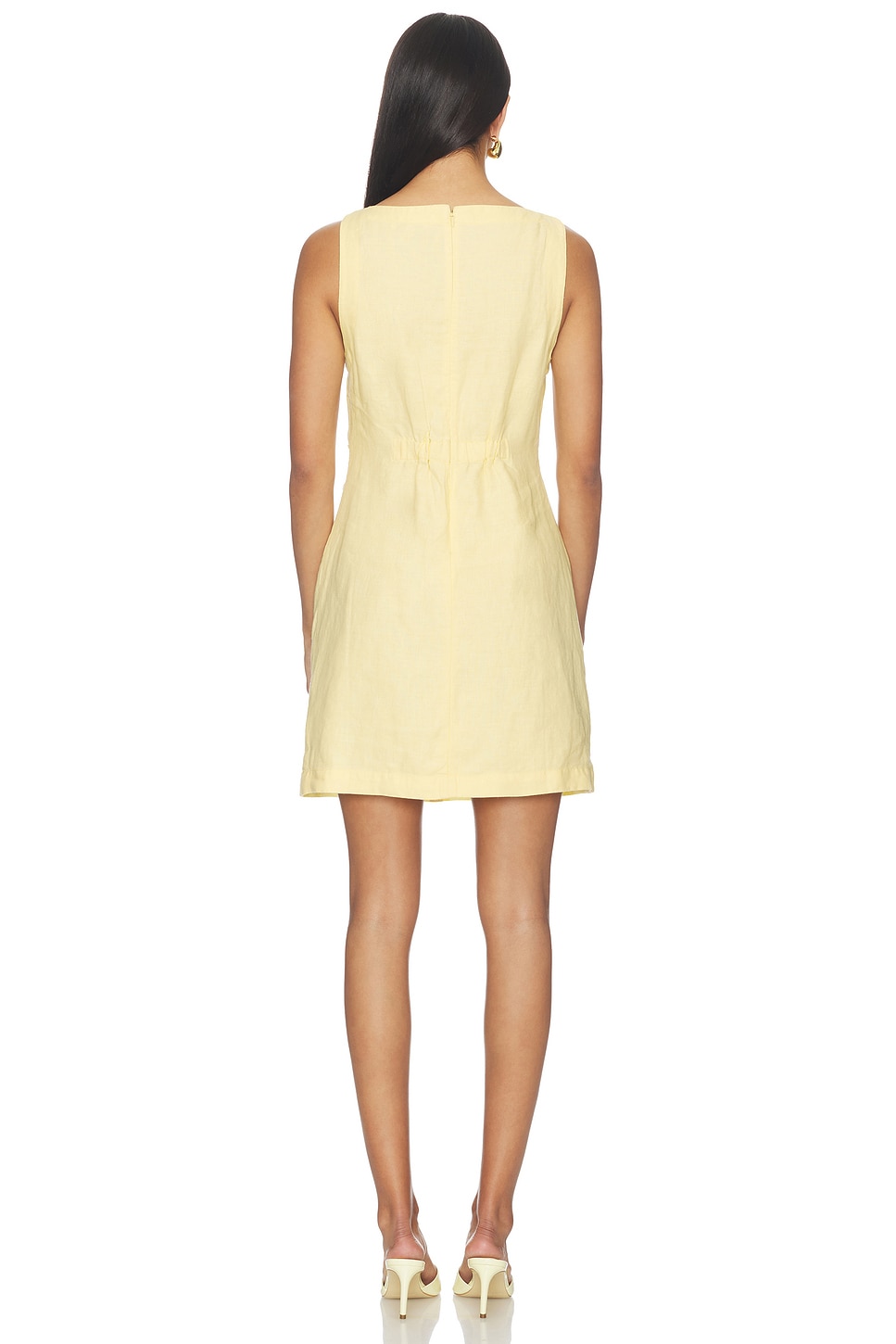 boat neck linen mini dress Women's Shirred Boatneck Mini Dress in 100% Linen - Size 12