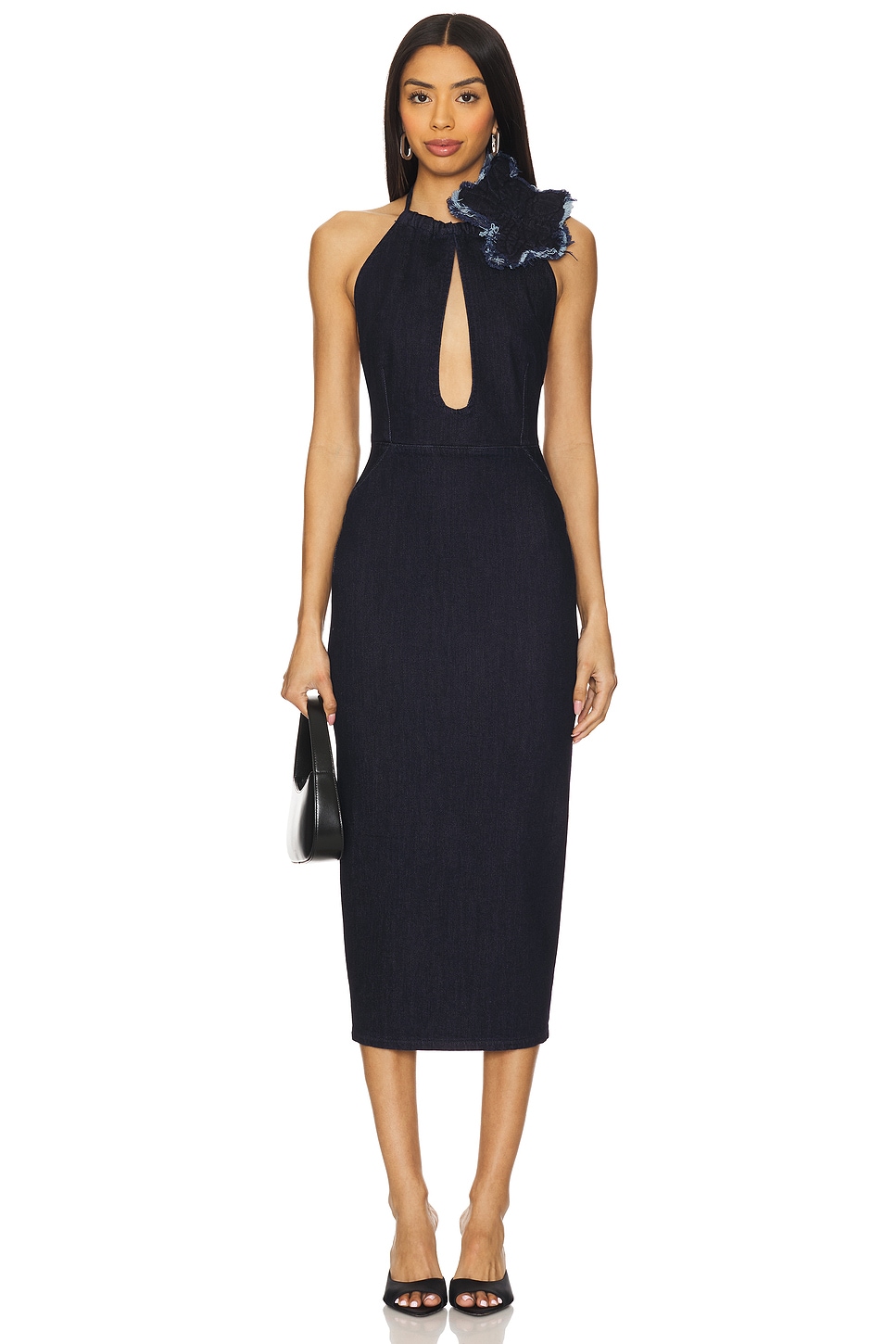 Mother of All Olivia Denim Midi Dress in Blue - size S