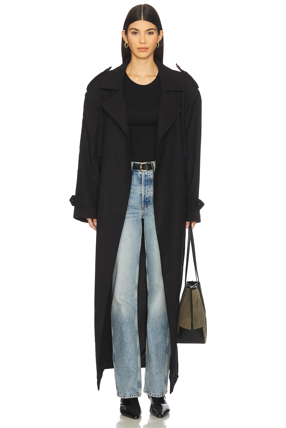 Mother of All Brooklyn Long Trench Coat in Black | REVOLVE