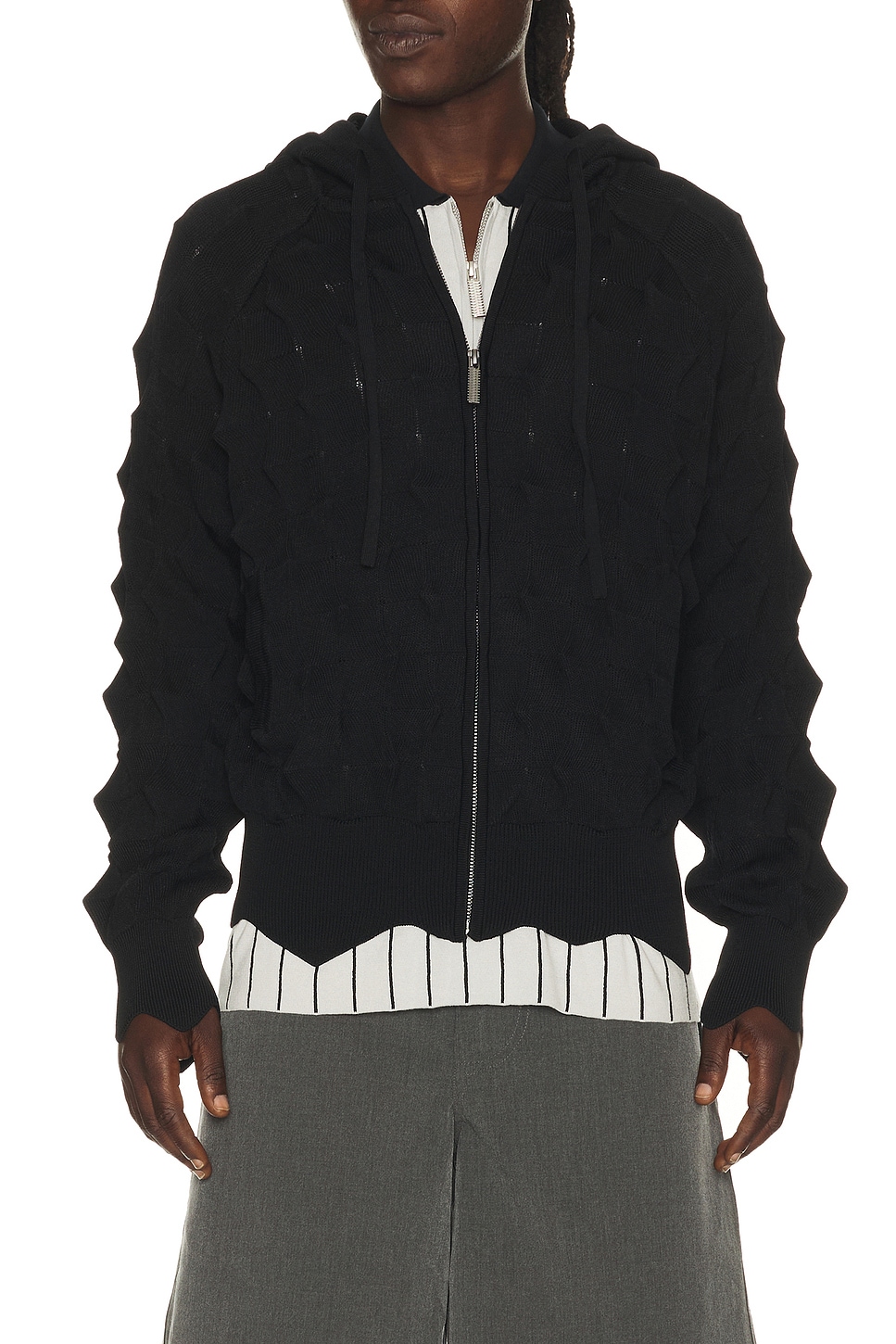 トップス MADFRENZY Spiked Slim Zip-Up Hoodie S MADFRENZY Spiked Slim Zip Up Hoodie in Black | REVOLVE