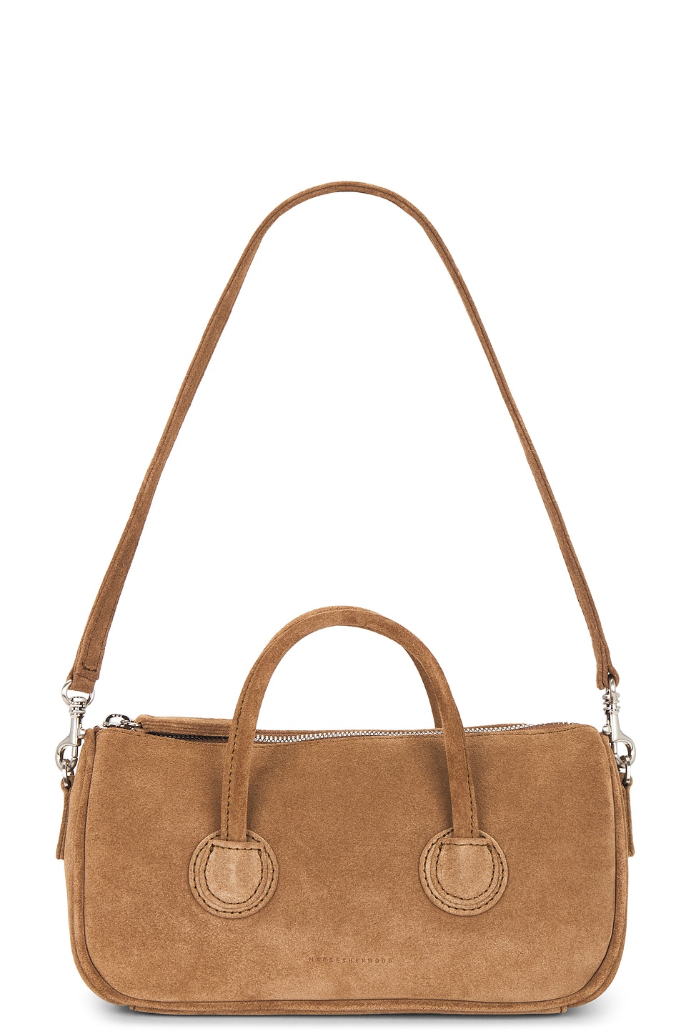 MARGESHERWOOD Zipper Small Bag in Cappuccino Suede | REVOLVE