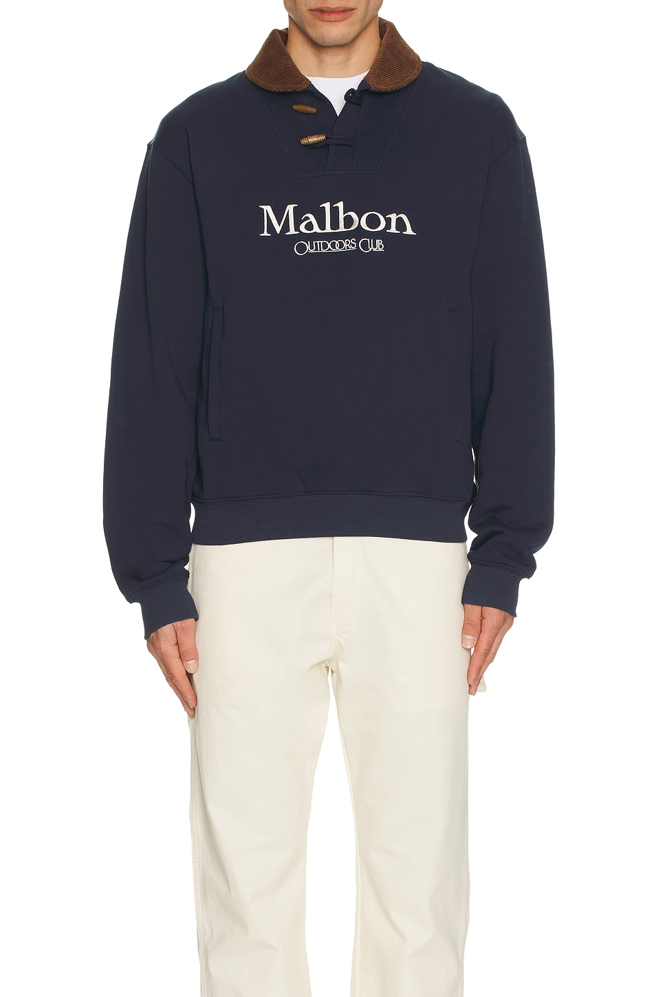 Outlet malbon mens script crewneck sweatshirt navy size L