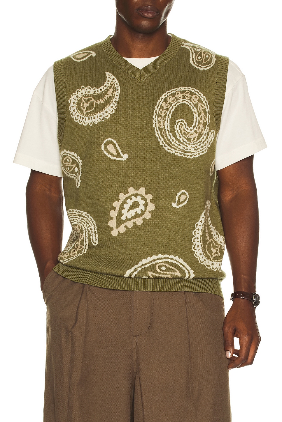 Malbon Golf Paisley Sweater Vest in Olivine | REVOLVE