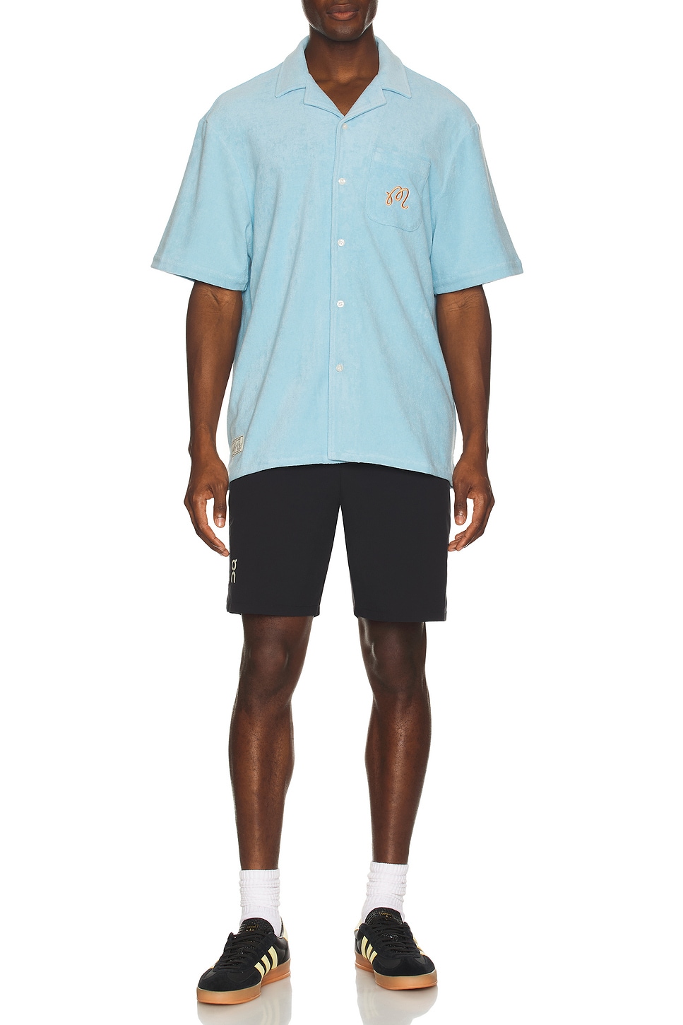 【MALBON GOLF】Bosco Button-up Shirt R6108 Malbon Golf Bosco Button Up Shirt in Light Blue | REVOLVE