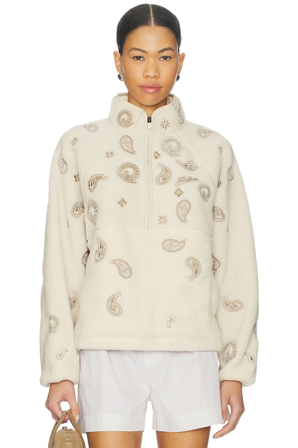 Malbon Golf Blair Fleece Pullover in Beige | REVOLVE