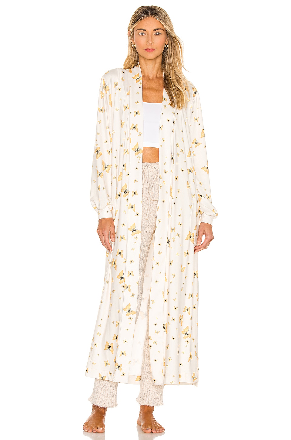 MASONgrey Banded Long Fuzzy Luxe Robe in Oatmeal REVOLVE