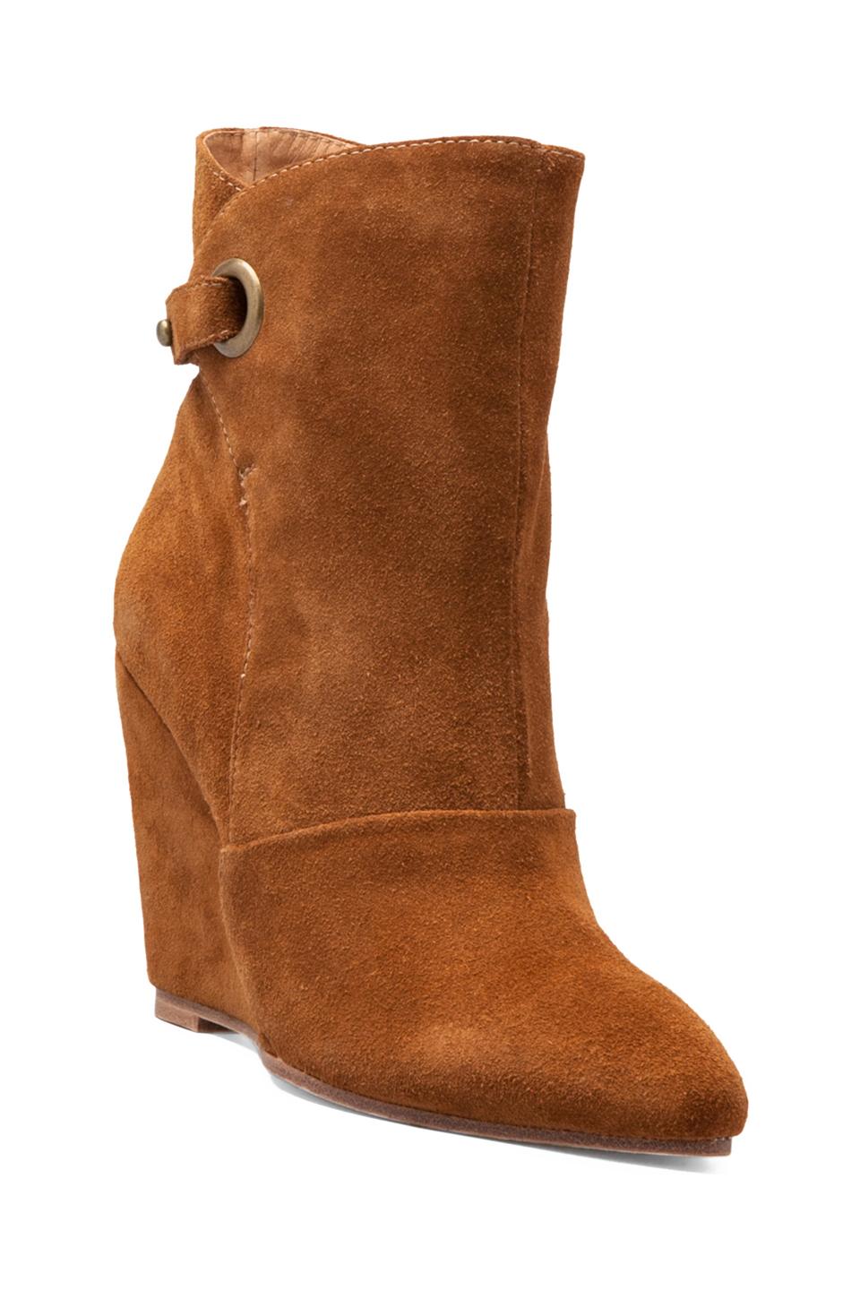 MADISON HARDING Susan Suede Wedge Strap Boot in Brown