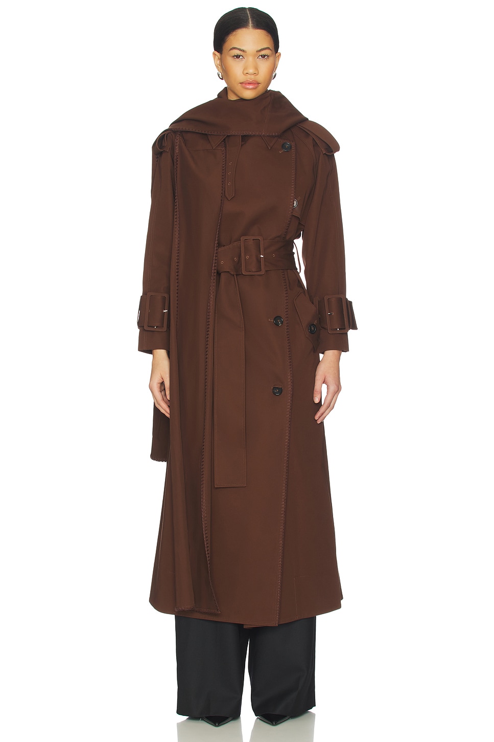 Hooded Scarf Trench Coat - thumbnail 3