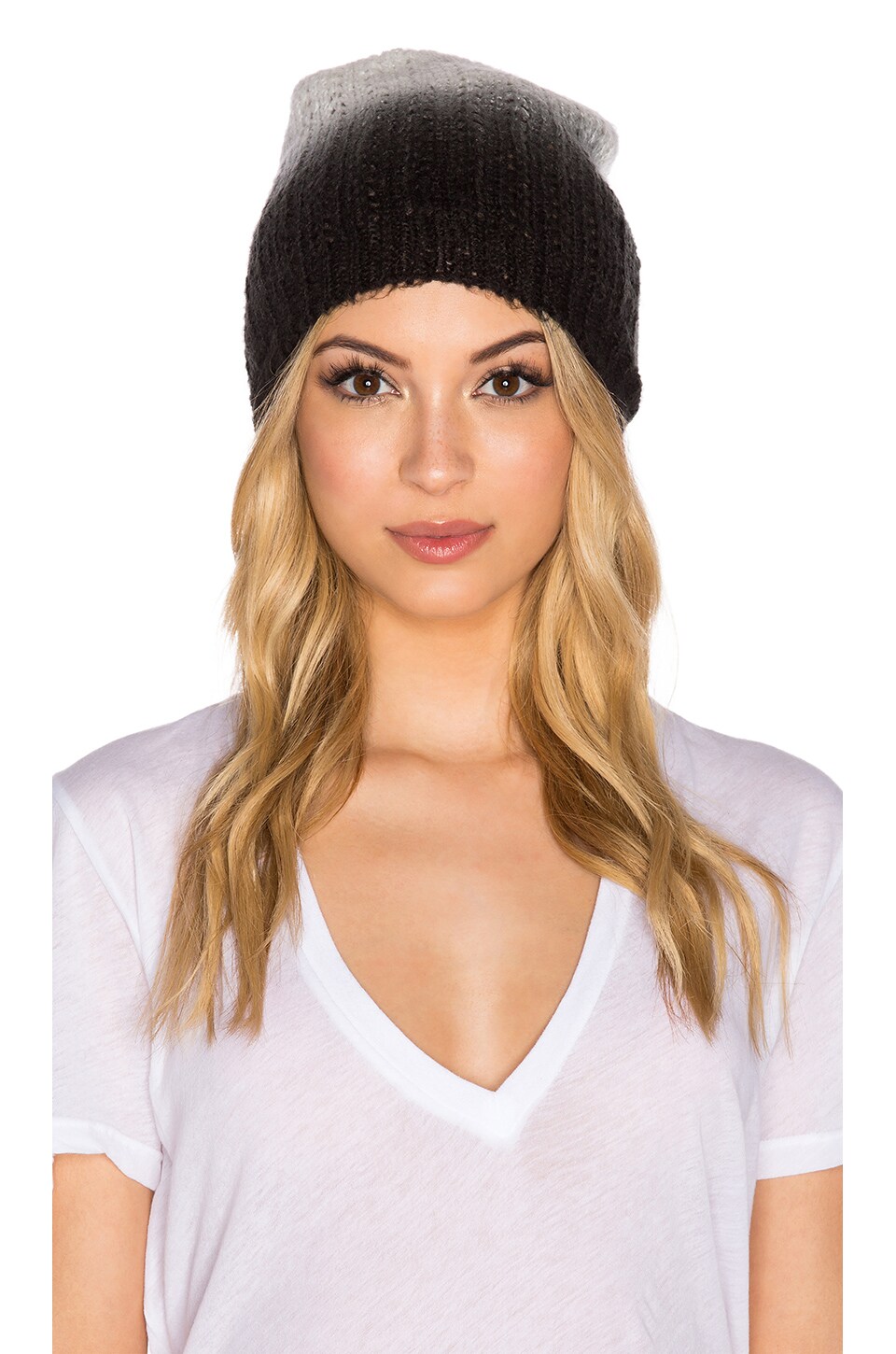 Michael Stars Laced Knit Ombre Slouch Hat in Black | REVOLVE