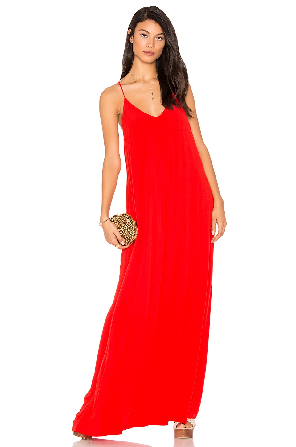 red maxi slip dress