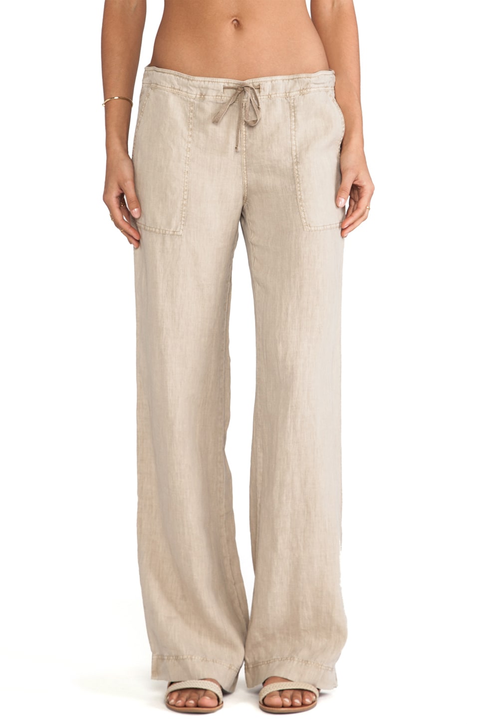 Michael Stars Linen Drawstring Pant in Toast | REVOLVE