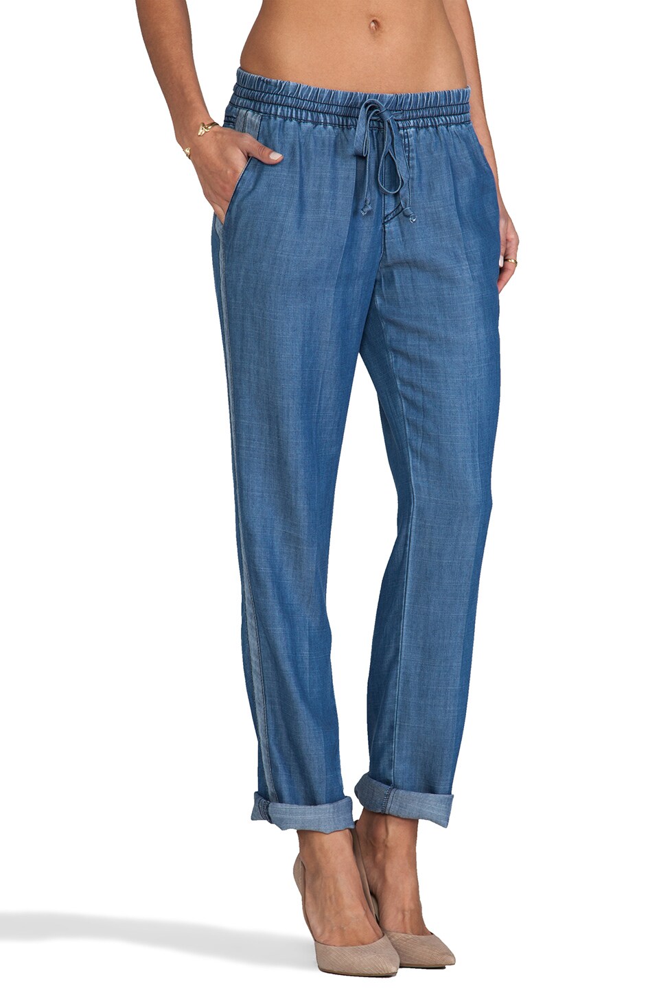 Michael Stars Denim Tencel Drawstring Pant in Chambray REVOLVE