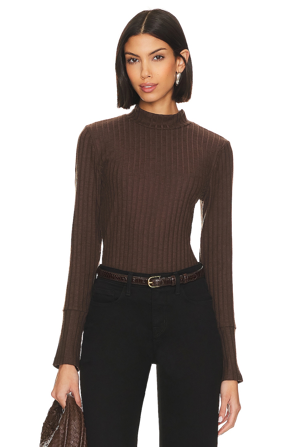 WeWoreWhat Turtle Neck Bodysuit in Umber