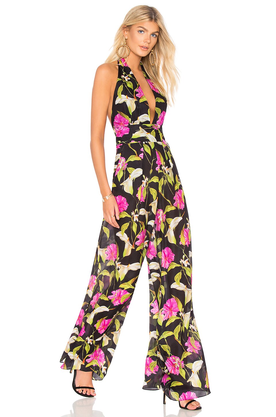 MILLY Halter Jumpsuit in Large Calla Lily | REVOLVE