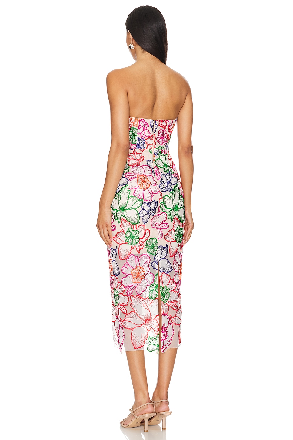 MILLY Cascading Floral Embroidered Dress