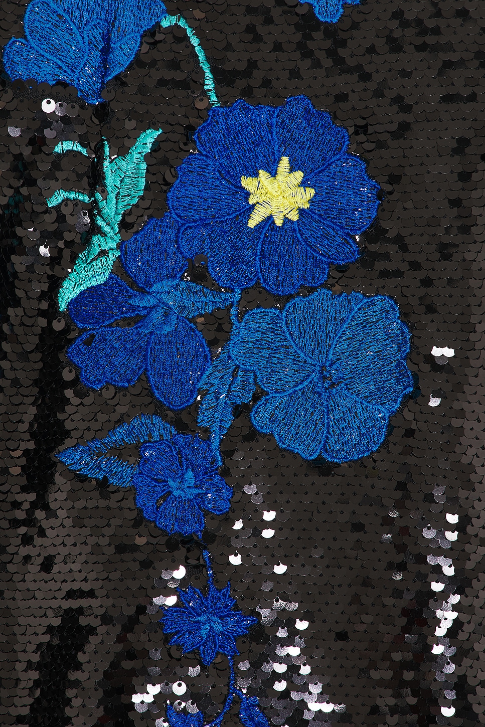 MILLY Kait Vines Of Floral Sequins Dress in Black & Blue | REVOLVE