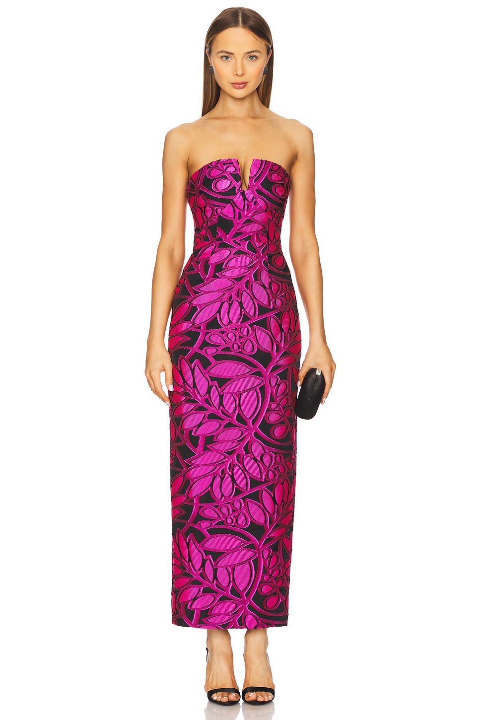 Pink Rudith MILLY Judith Midi Dress in Pink & Black | REVOLVE
