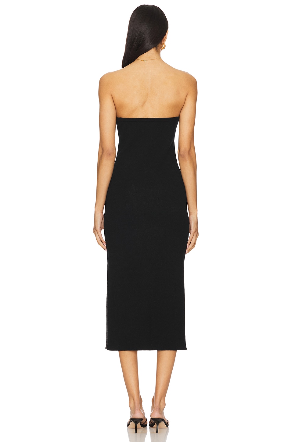 Placed Floral Strapless Knit Midi Dress