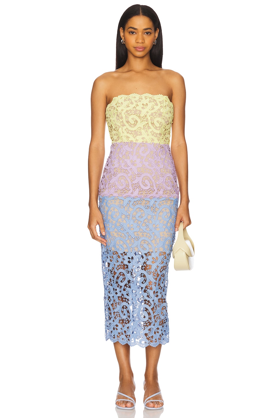 MILLY VESTIDO MIDI KAIT TROIS en Lavender, Blue Yellow REVOLVE