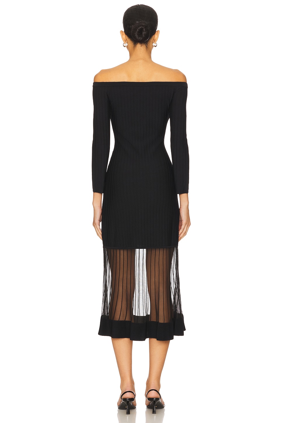 beige heels black dress Knee-Length Simple Semi-Formal Career Dress