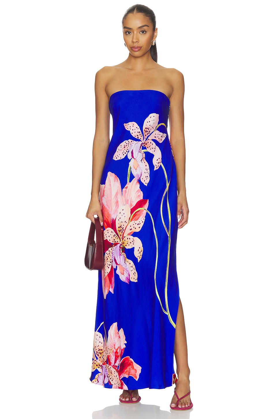 MILLY Vera Satin Floral Maxi Dress in Blue Multi | REVOLVE MILLY Vera Satin Floral Maxi Dress in Blue Multi | REVOLVE