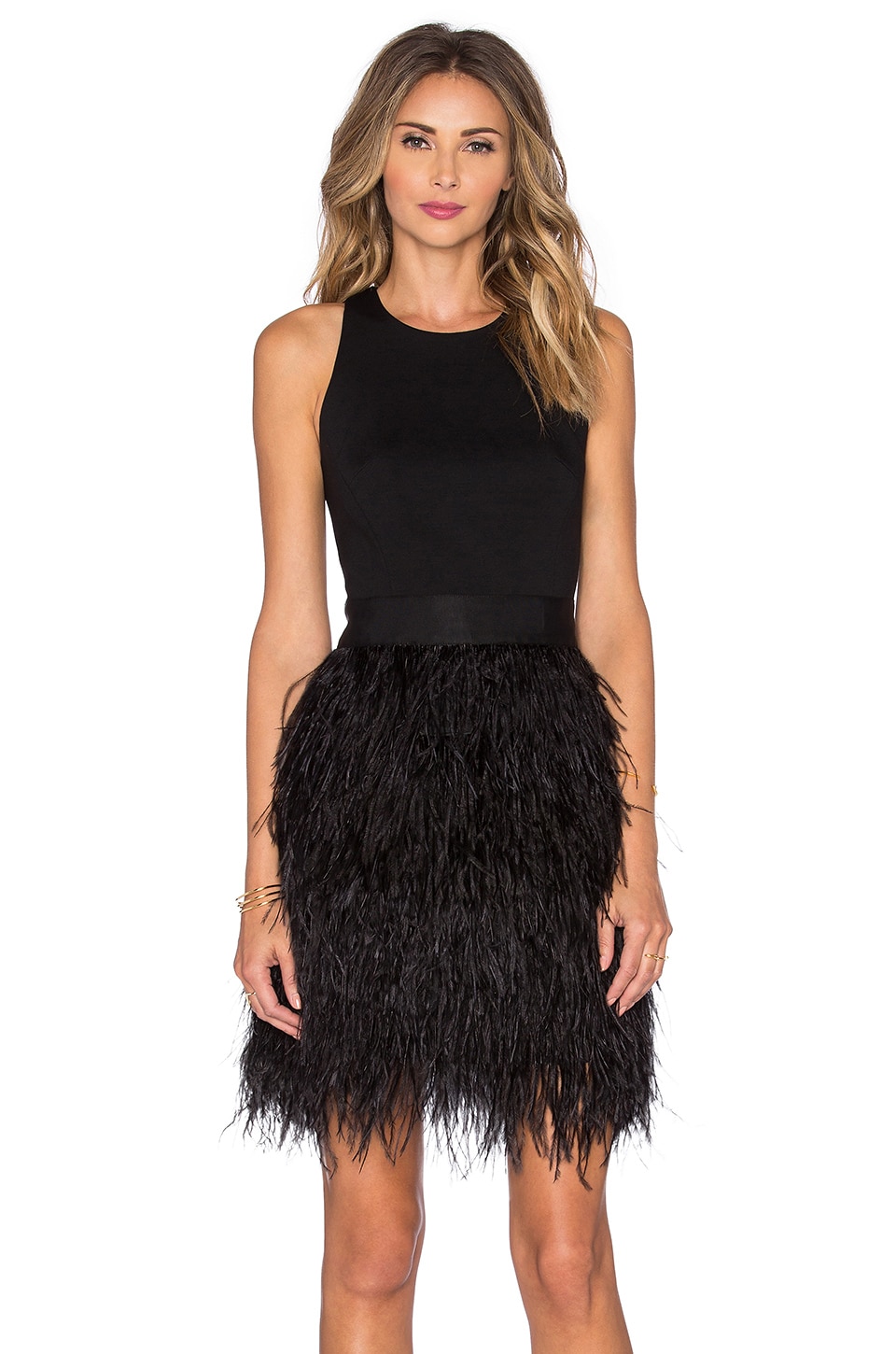 MILLY Blair Feather Dress in Black | REVOLVE