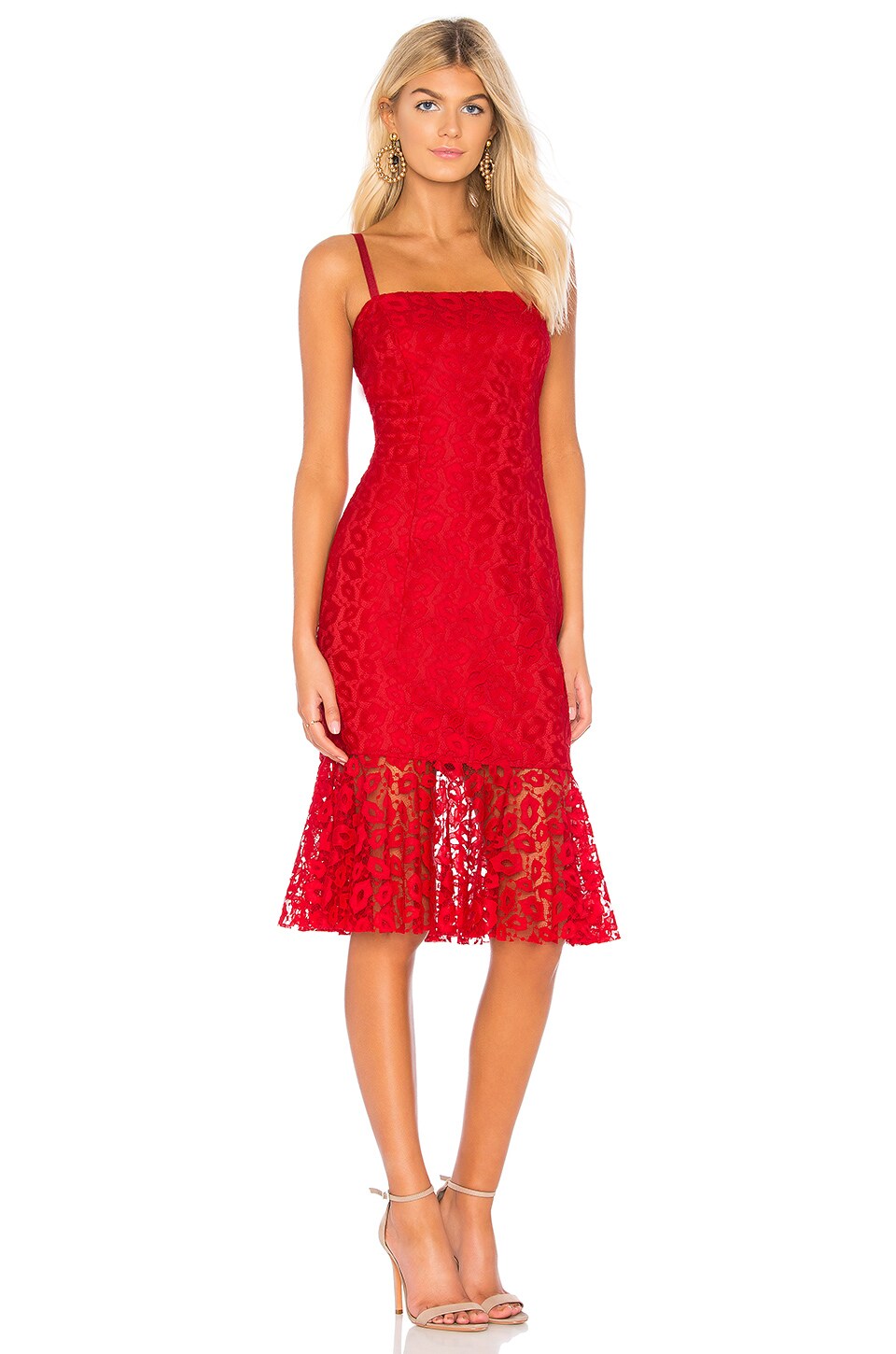 MILLY Kiss Lace Grace Dress in Ruby