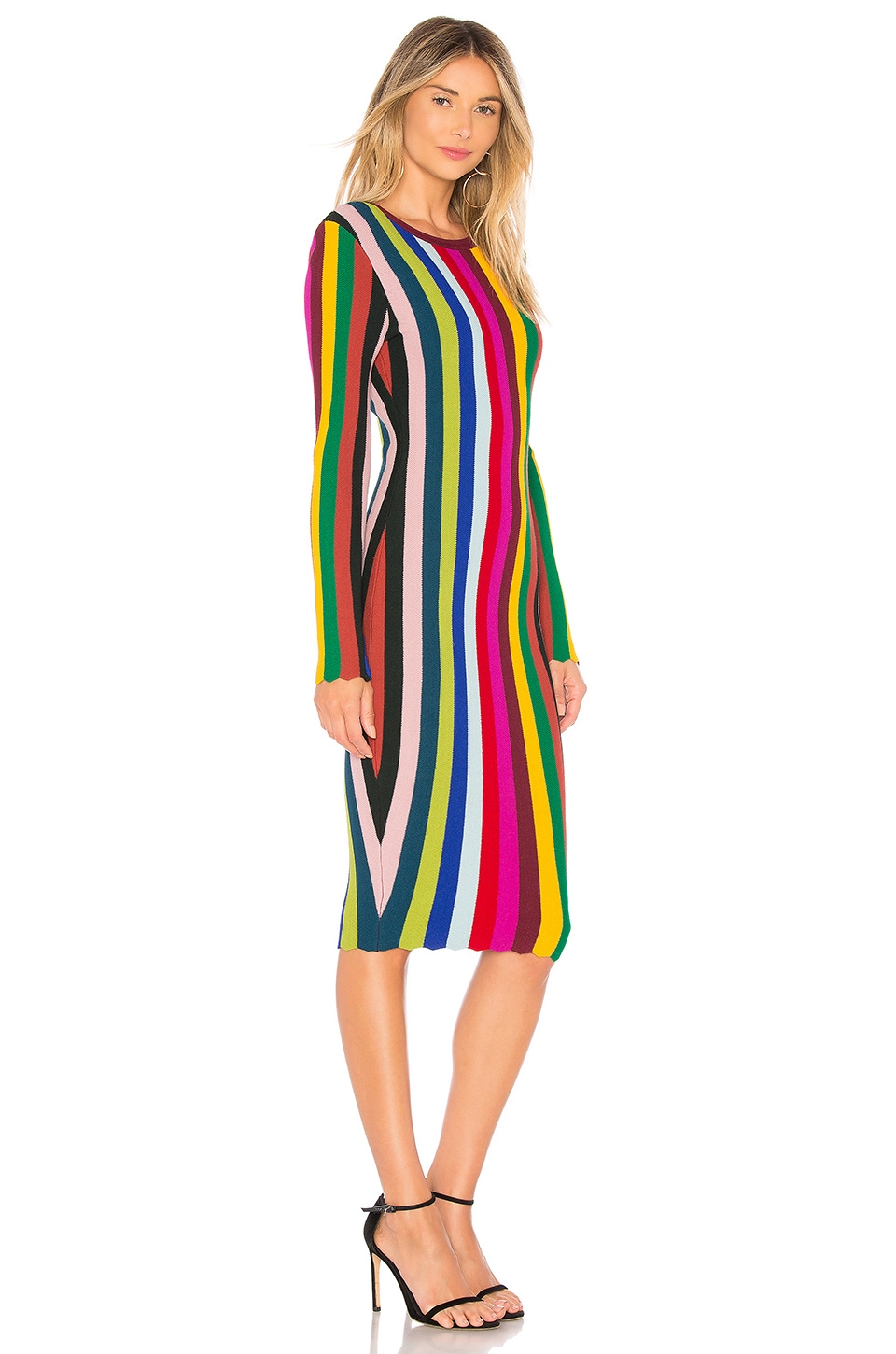 MILLY Chevron Vertical Stripe Dress in Rainbow Multi | REVOLVE
