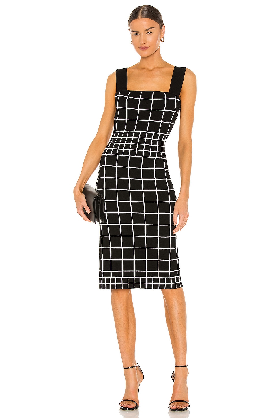 MILLY Windowpane Plaid Strapless shops Top / White and Black / Size - Small