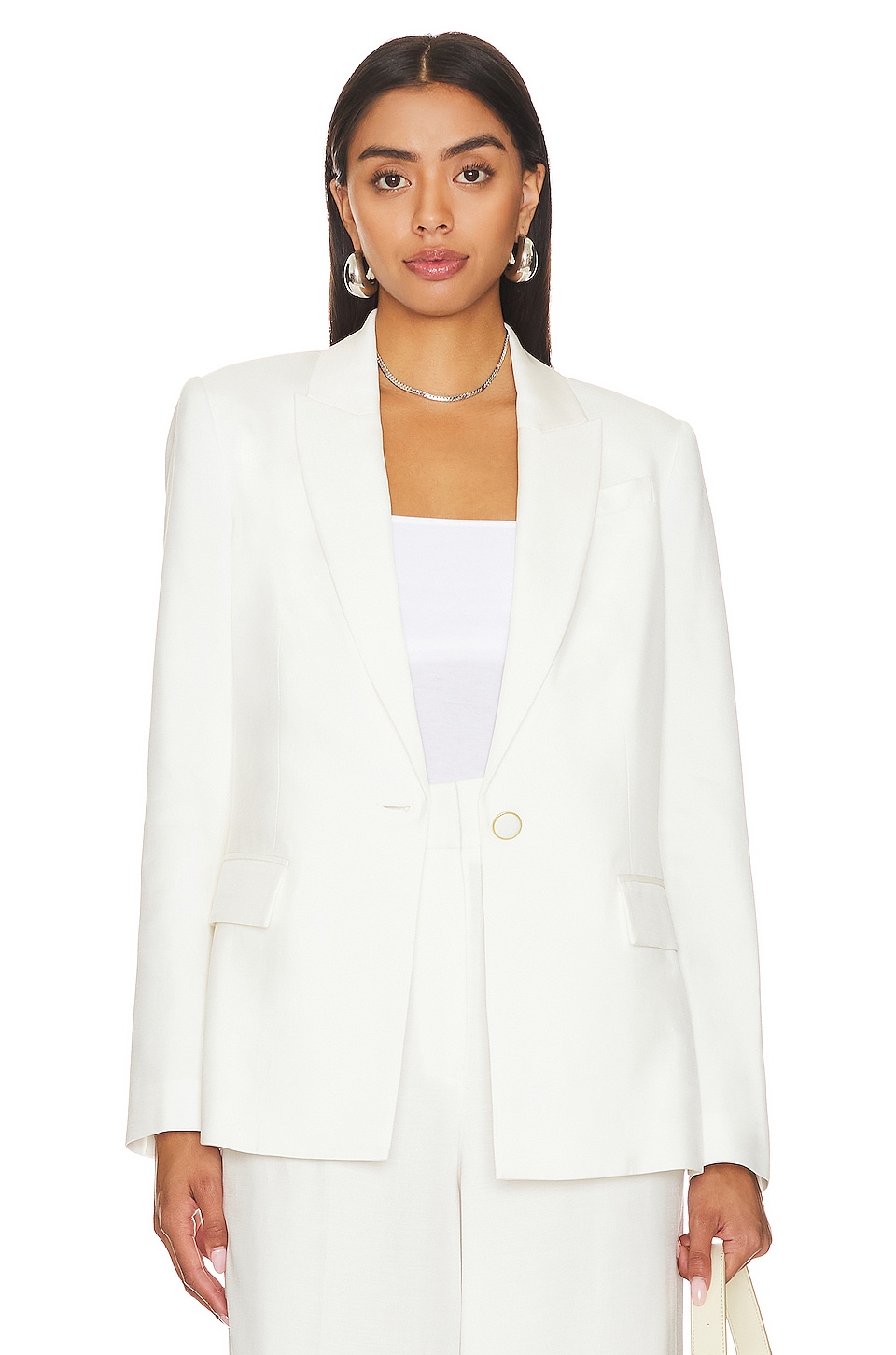 MILLY Alexa Twill Blazer in White | REVOLVE