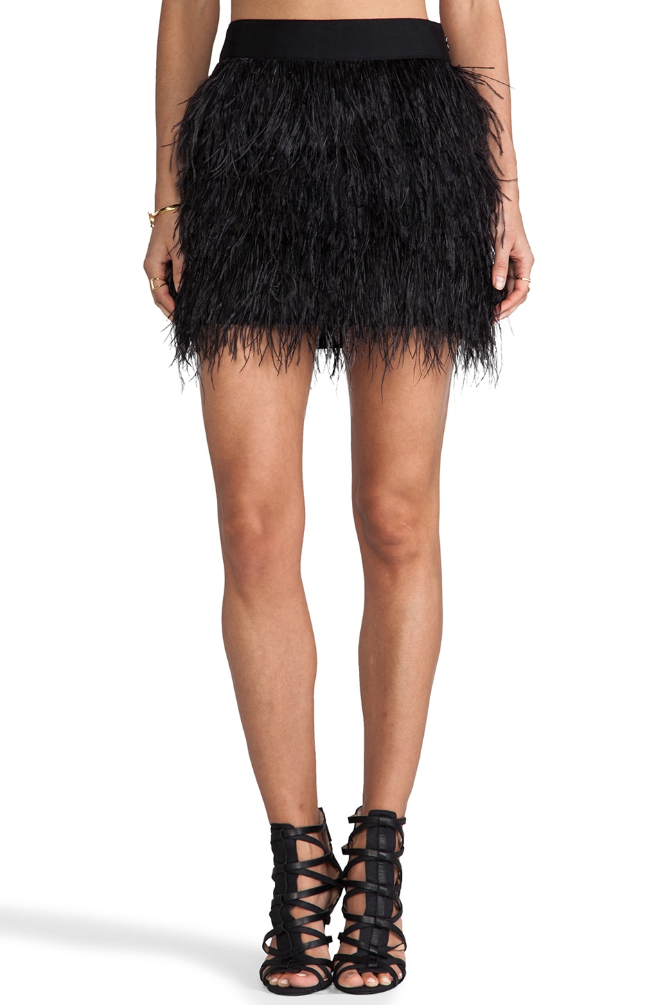 MILLY Cocktail Feather Mini Skirt in Black | REVOLVE