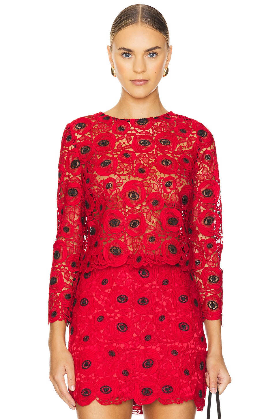 MILLY Nori Lace Long Sleeve Top