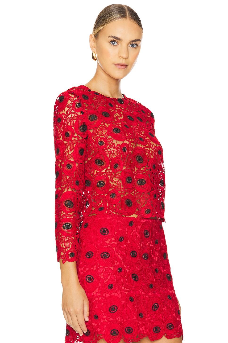 MILLY Nori Lace Long Sleeve Top thumbnail