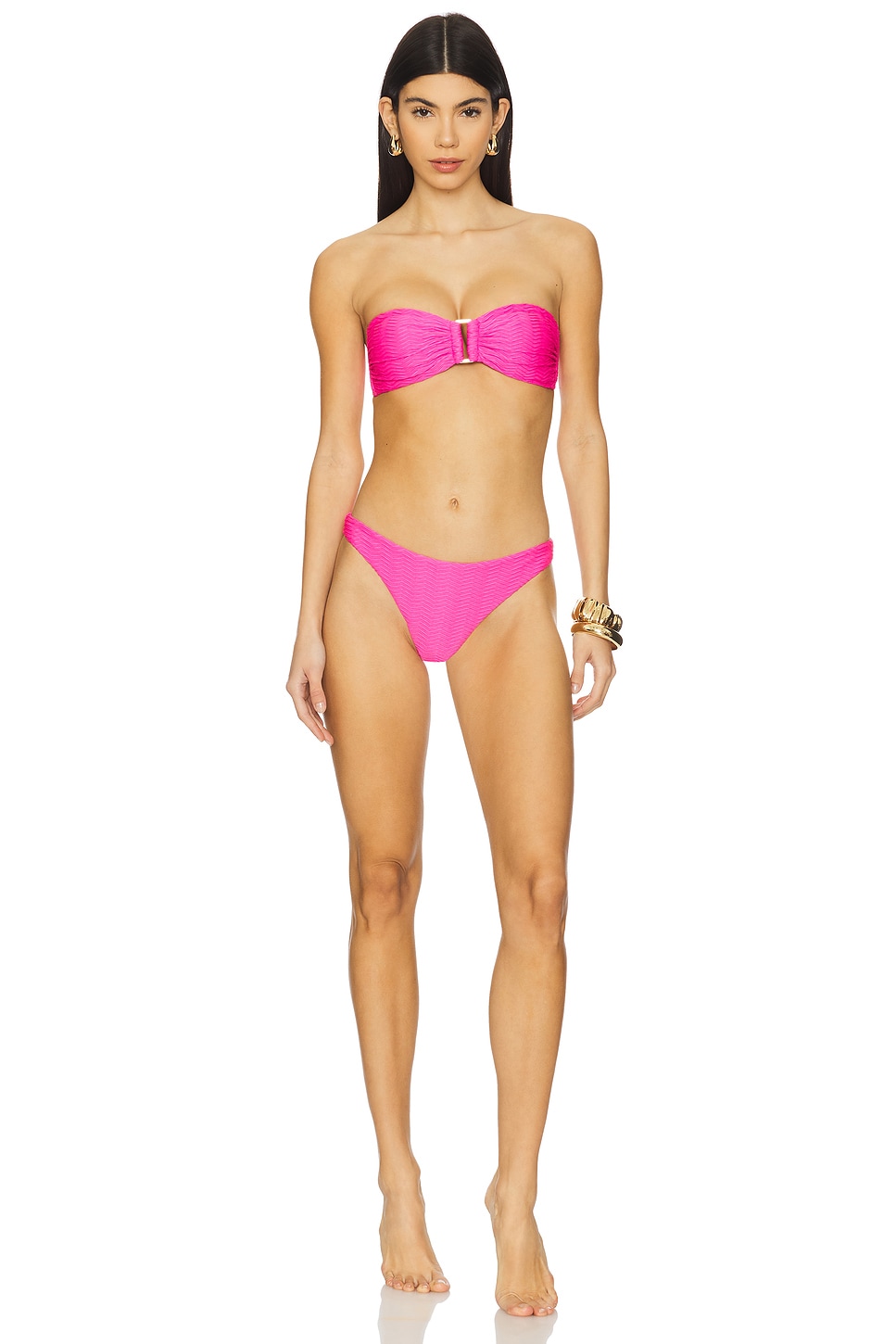 MILLY Margot Textured Chevron Bikini Bottom