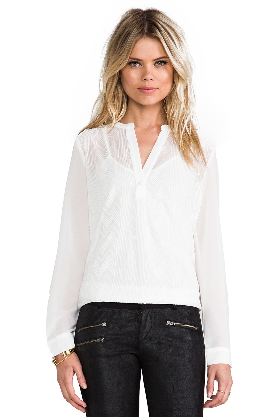 Mm Couture By Miss Me Long Sleeve Blouse In White Revolve 